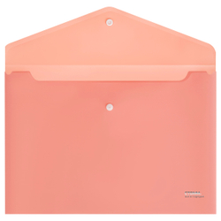 Папка-конверт на кнопке СТАММ "Акцент" А4, 180мкм, пластик, непрозрачная, коралловая ММ-31941