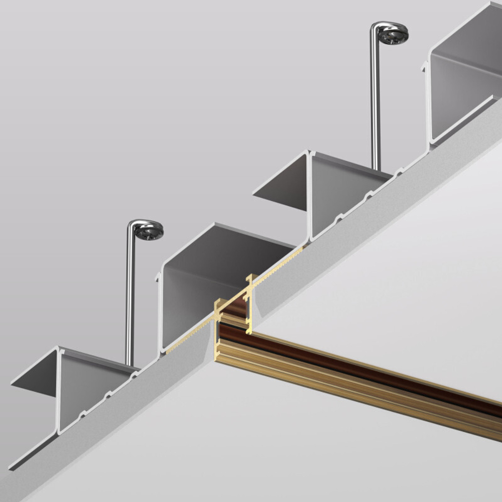 Трек SHINE HIDE для ГКЛ 12,5мм, 2м, 48В DC, IP20, сатинированная латунь, алюминий