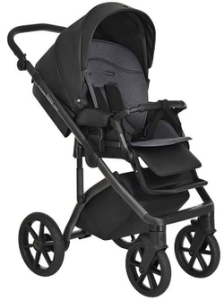 Детская коляска Roan Bass Next Кожа 3 в 1 с автокреслом Tutis Elo Lux EduSky Black RN088/1 Black/Black