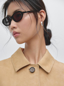 Massimo Dutti Короткая куртка из замши с декоративной строчкой, песочный