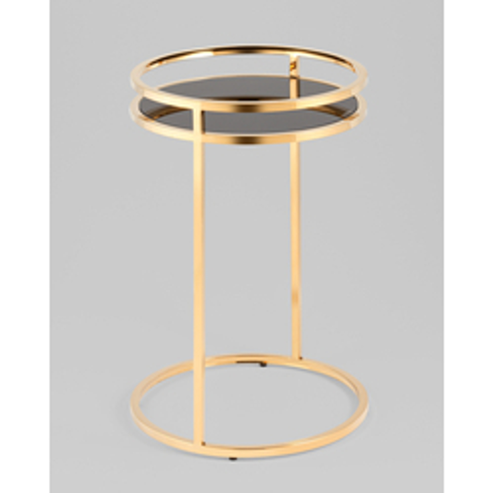 Журнальный столик Гестия 41*60см стекло черное сталь золото