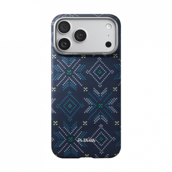 Чехол Pitaka Threads of Winter Ultra-Slim (PitaTap™) для iPhone 17 Pro, синий