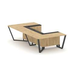 Steel Meet Стол переговорный П-образный KMK-PR.B.SP-07P Тиквуд Светлый/Графит Глянец/Металл Антрацит