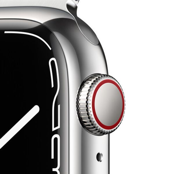 Умные часы Apple Watch Series 7 GPS + Cellular 41mm Stainless Steel with Silver Milanese Loop, миланская петля, серебристый (MKHF3, MKHX3)