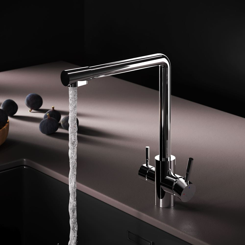 Смеситель для кухни с L-изливом с каналом для питьевой воды, хром AM.PM X-Joy S F85B05700