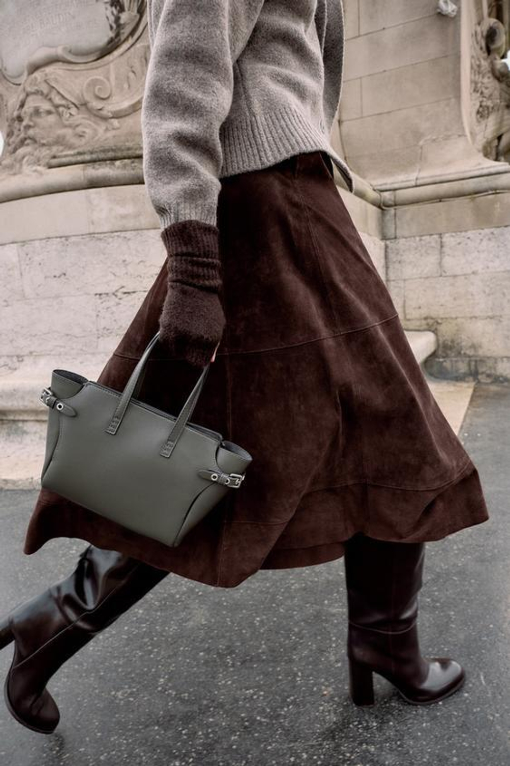 ZARA МИНИ-СУМКА-ШОПЕР, СЕРЫЙ