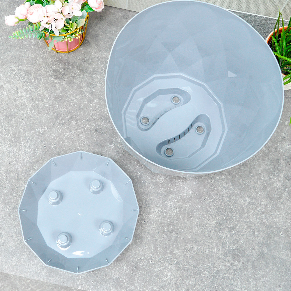 Горшок цветочный Laurel 9,3л d277мм с поддоном (серый)