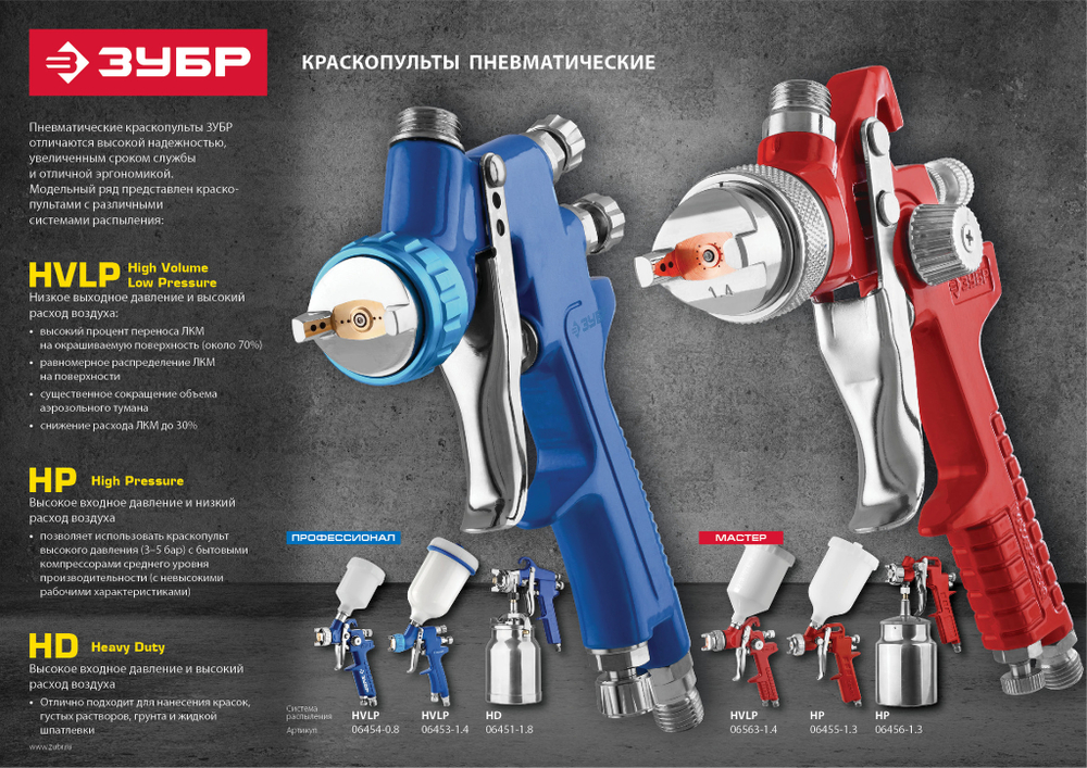 Краскопульт пневматический ЗУБР MS 200N с нижним бачком 1.3мм