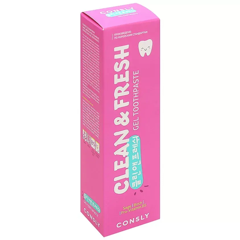 CNS Toothpaste Паста зубная гелевая Clean&Fresh для защиты дёсен и зубов с экстрактом шалфея,берёзы и провитамином B5, 105г