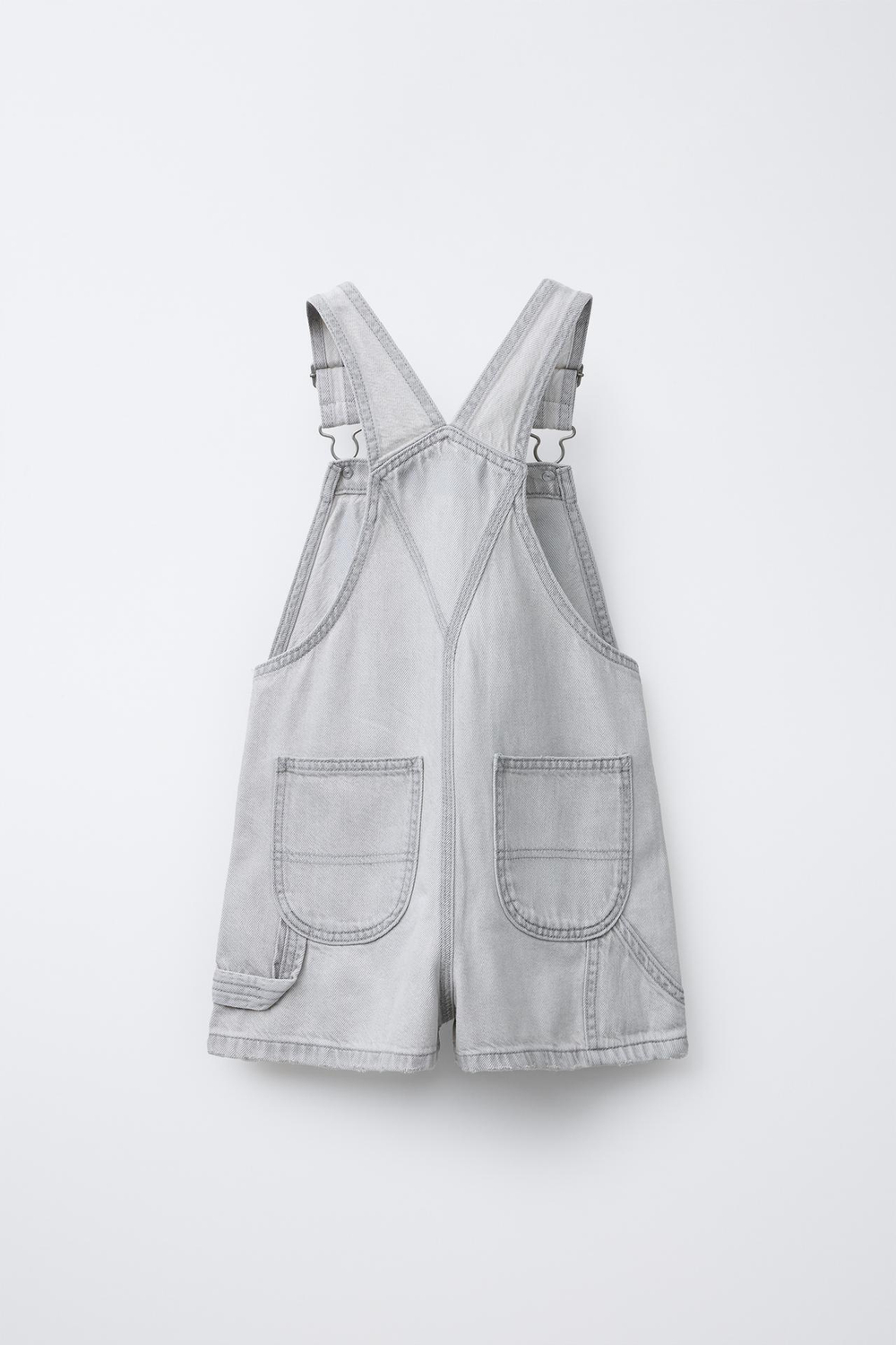ZARA КОРОТКИЙ ДЖИНСОВЫЙ КОМБИНЕЗОН, ЖЕМЧУДНО-СЕРЫЙ
