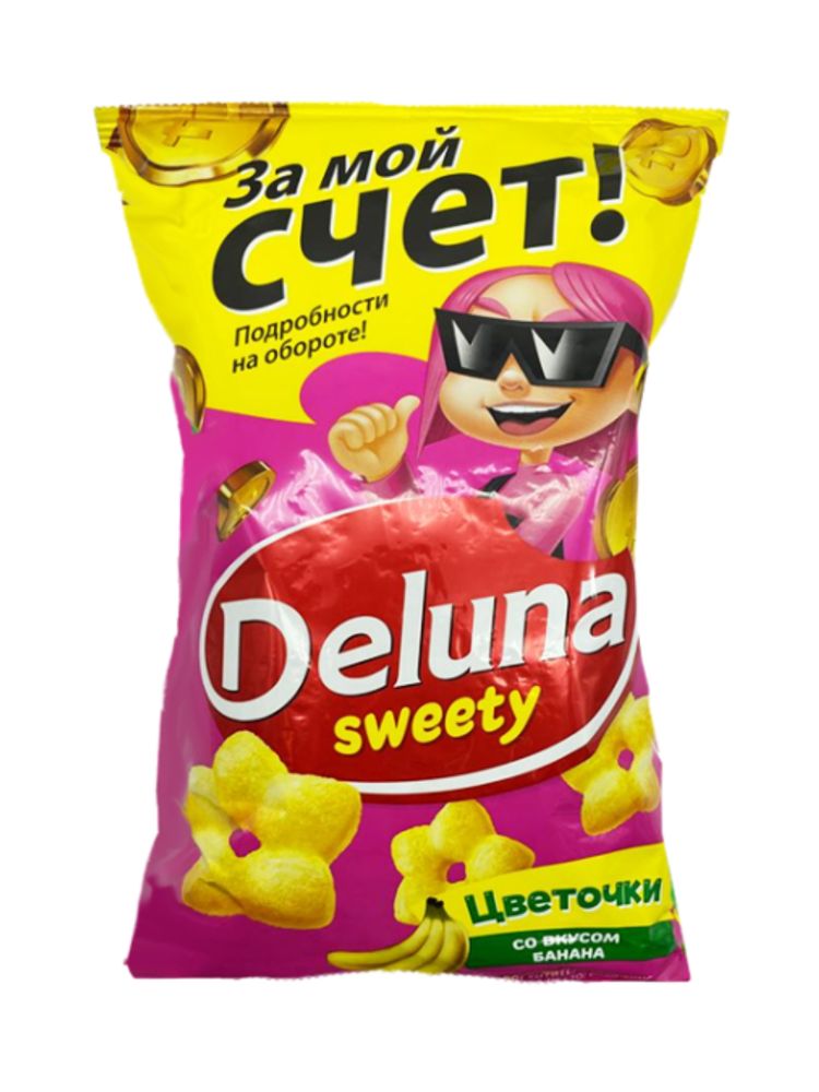Кукурузные снеки Deluna Цветочки со вкусом банана 85 г