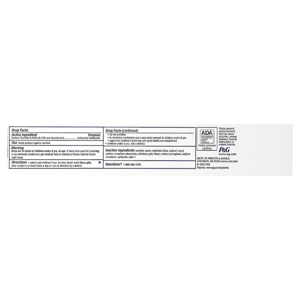 Crest, Plus, зубная паста с фтором, охлаждающий гель с мятой, 232 г (8,2 унции)