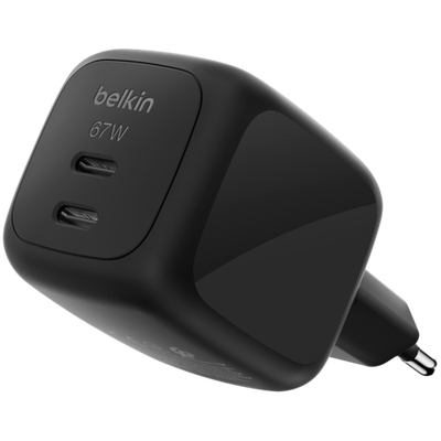 BELKIN 67w Dual USB-C PD wall Charger with PPS, Black