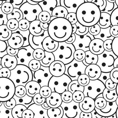 черно-белый узор со смайликами.