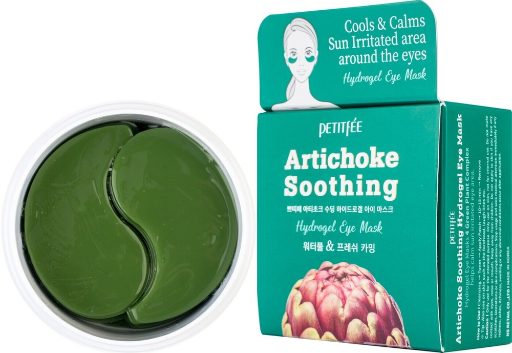 Гидрогелевые патчи для глаз противоотечные с артишоком Petitfee Artichoke Soothing Hydrogel Eye Patch 60 шт