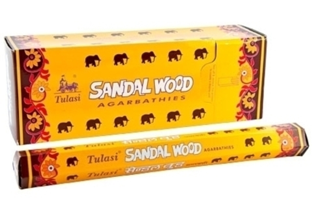 Tulasi Sandal wood шестигранник Благовоние Сандаловое дерево (слоны)