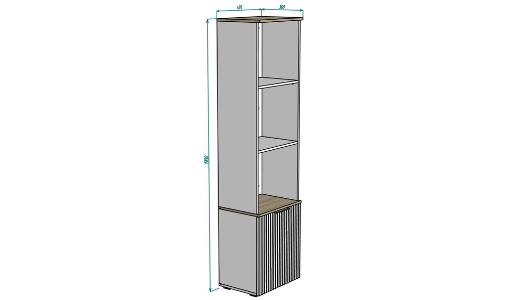 Стеллаж Салерно 1 (МДФ) 23006 Софт Черный агат Черный 0190 PE 49*36*190 см, Черный   Фиеста