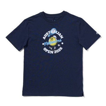 Футболка для мальчика теннисная Australian Open Stripe Graphic Tennis - dress blue