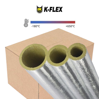 Коробка негорючей изоляции для труб из минеральной ваты с покровным слоем из алюминиевой фольги K-ROCK ALU S