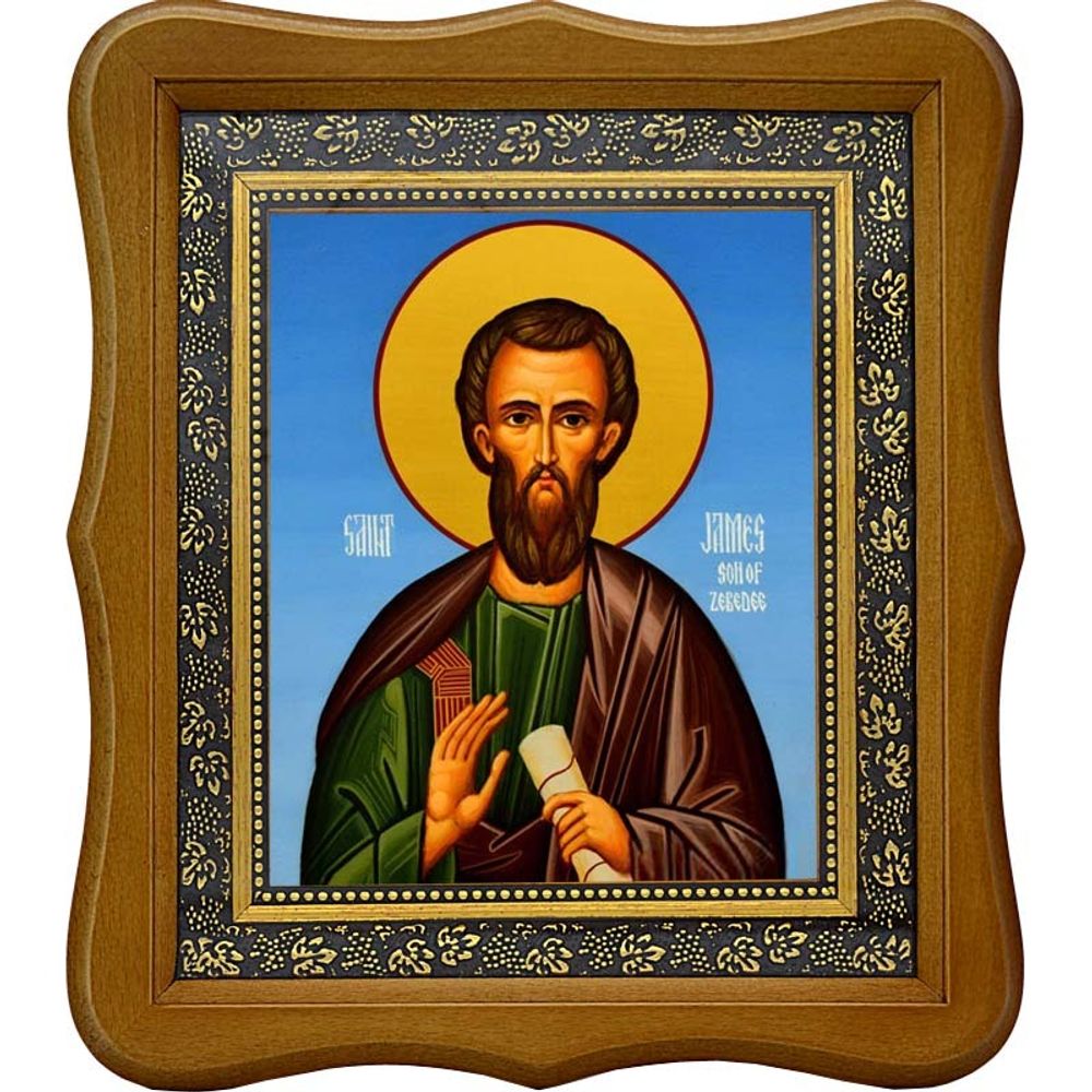 Иаков Зеведеев апостол, брат Иоанна Богослова. Икона на холсте.