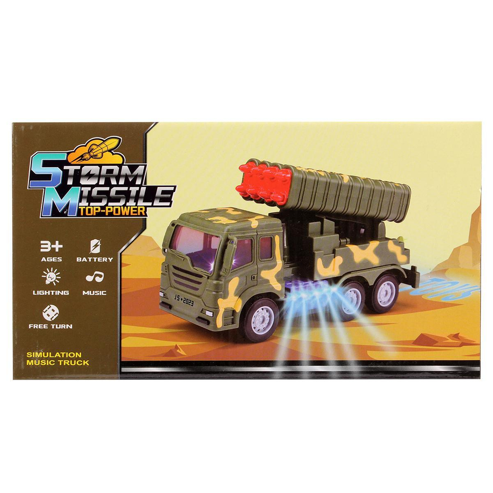 Машина Военная на бат. 24см, коробка 107-6