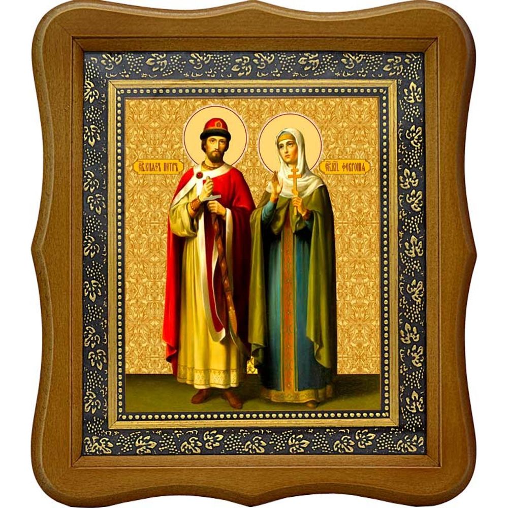 Петр и Феврония Муромские благоверные чудотворцы. Икона на холсте.
