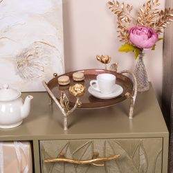 Фруктовница-конфетница Нимфея (поднос) Айвори Шоколадный