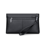 WilliamPOLO Top Grain Cow Leather Envelope Bag, Clutch Large Men"s Black