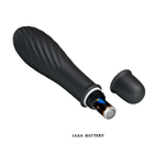 Чёрный вибратор Solomon с бороздками - 12,3 см. (Цвет: черный)