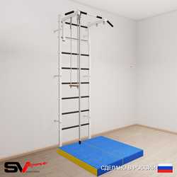 Шведская стенка Sv Sport усиленная 6154 (Турник стандарт/Канат/Трапеция/Мат 1м)