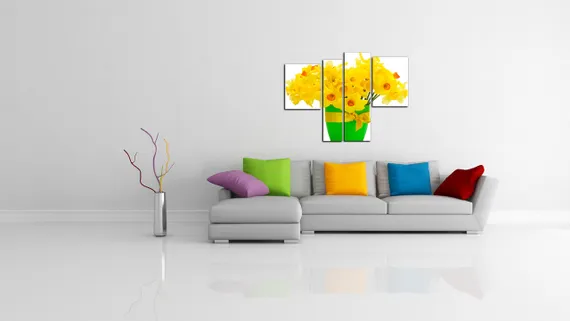 Модульная картина "Желтые нарциссы"