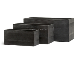 Кашпо TREEZ ERGO - серия Graphics - Низкий прямоугольник - Чёрный графит