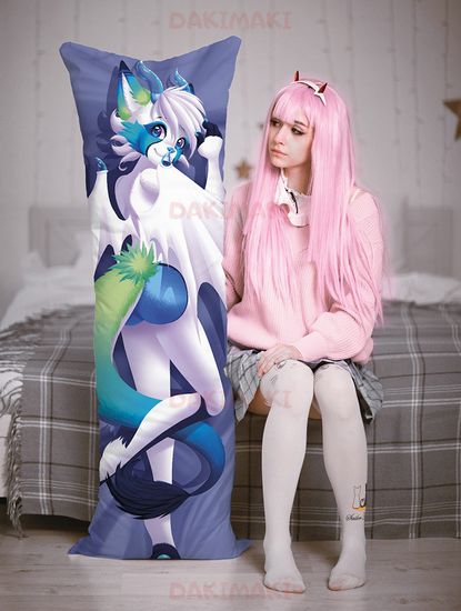 Дакимакура фурри Белый Дракон арт. 0685