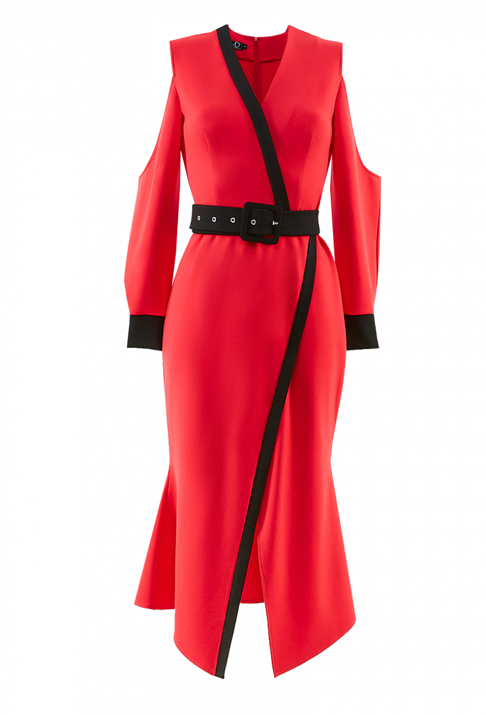 Трикотажное платье с поясом красное 22-02-20 SS