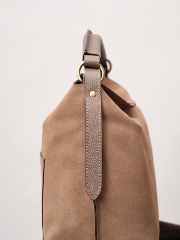 Замшевая сумка Andrea DBR 31374 серо-коричневый