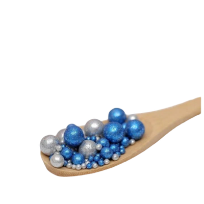 Посыпка кондитерская с глиттером «Блеск»: синий, серебро, 50 г