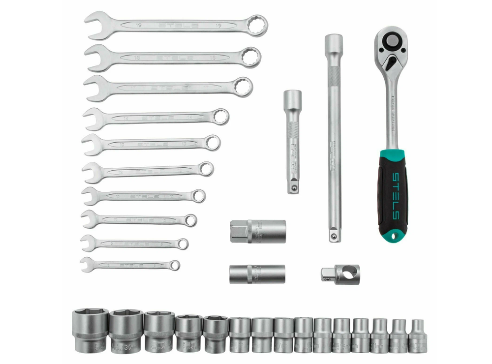 Набор инструментов, 1/2", CrV, пластиковый кейс 31 предмет Stels 14102