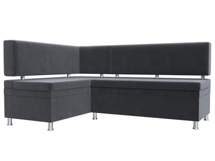 Диван кухонный угловой Стайл левый угол, Серый, Велюр, 111659L
