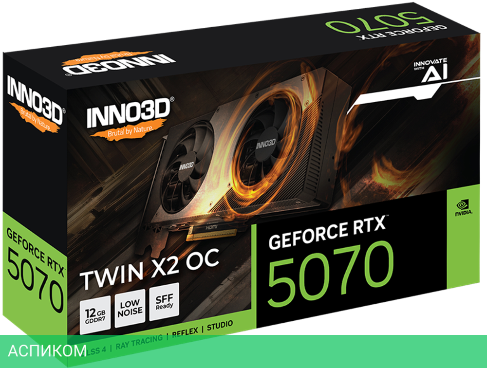 Видеокарта Inno3D GeForce RTX 5070 Twin X2 ОС 12GB GDDR7 (N50702-12D7X-195064N)
