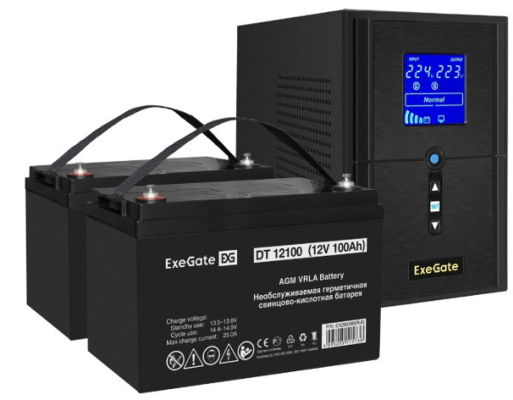 Комплект Exegate SineTower SZ-1000.LCD.AVR.2SH.1C13.USB