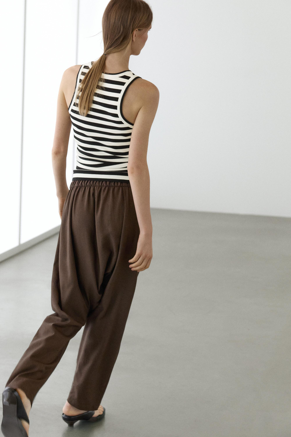 Massimo Dutti Топ в рубчик, черный