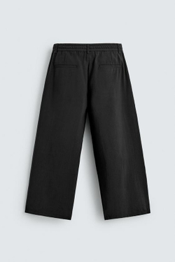 ZARA СТРУЯЩИЕСЯ БРЮКИ СО СКЛАДКАМИ, ЧЕРНЫЙ