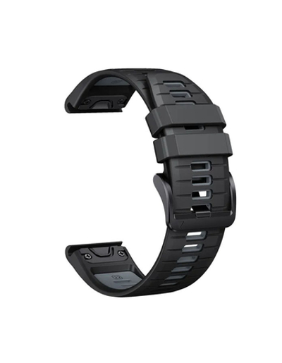 Ремешок силиконовый QuickFit 22 мм. для Garmin Fenix 7 PRO/7/6/5/5 plus, Quatix 5, MARQ, Forerunner 935 / 945, instinct, instinct 2 (Черный/Серый)
