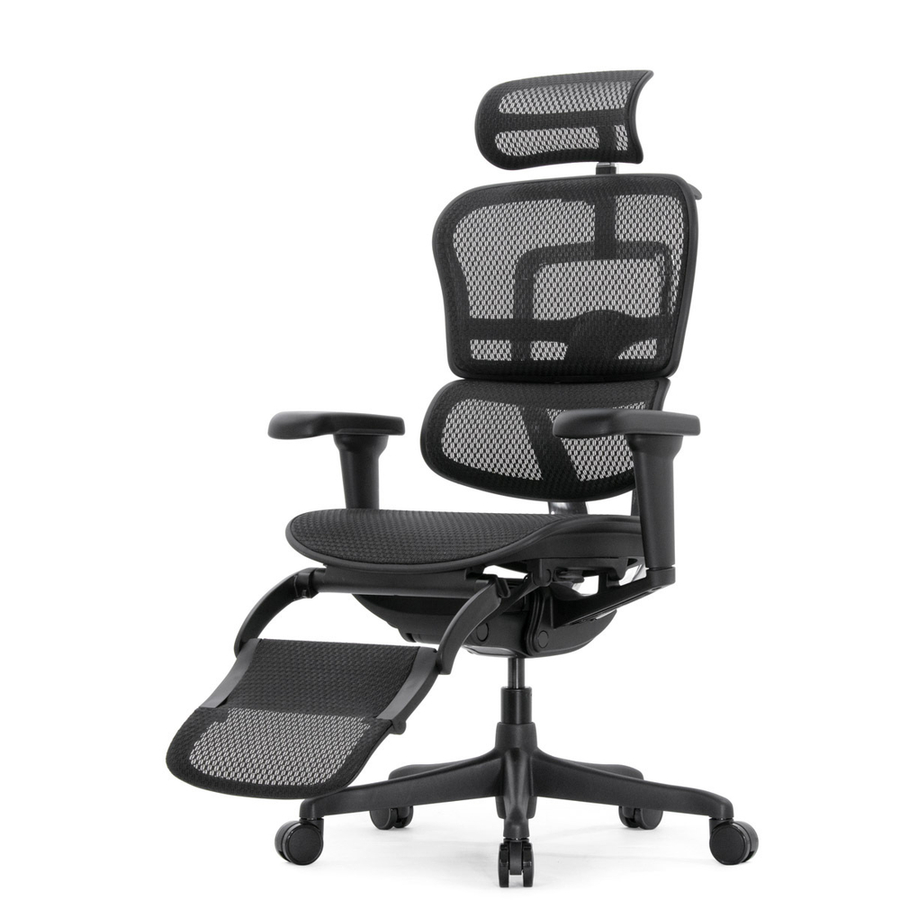 Кресло FALTO Ergohuman Ultra с подножкой ( чёрный каркас /сетка чёрный T-168-B1 Black )