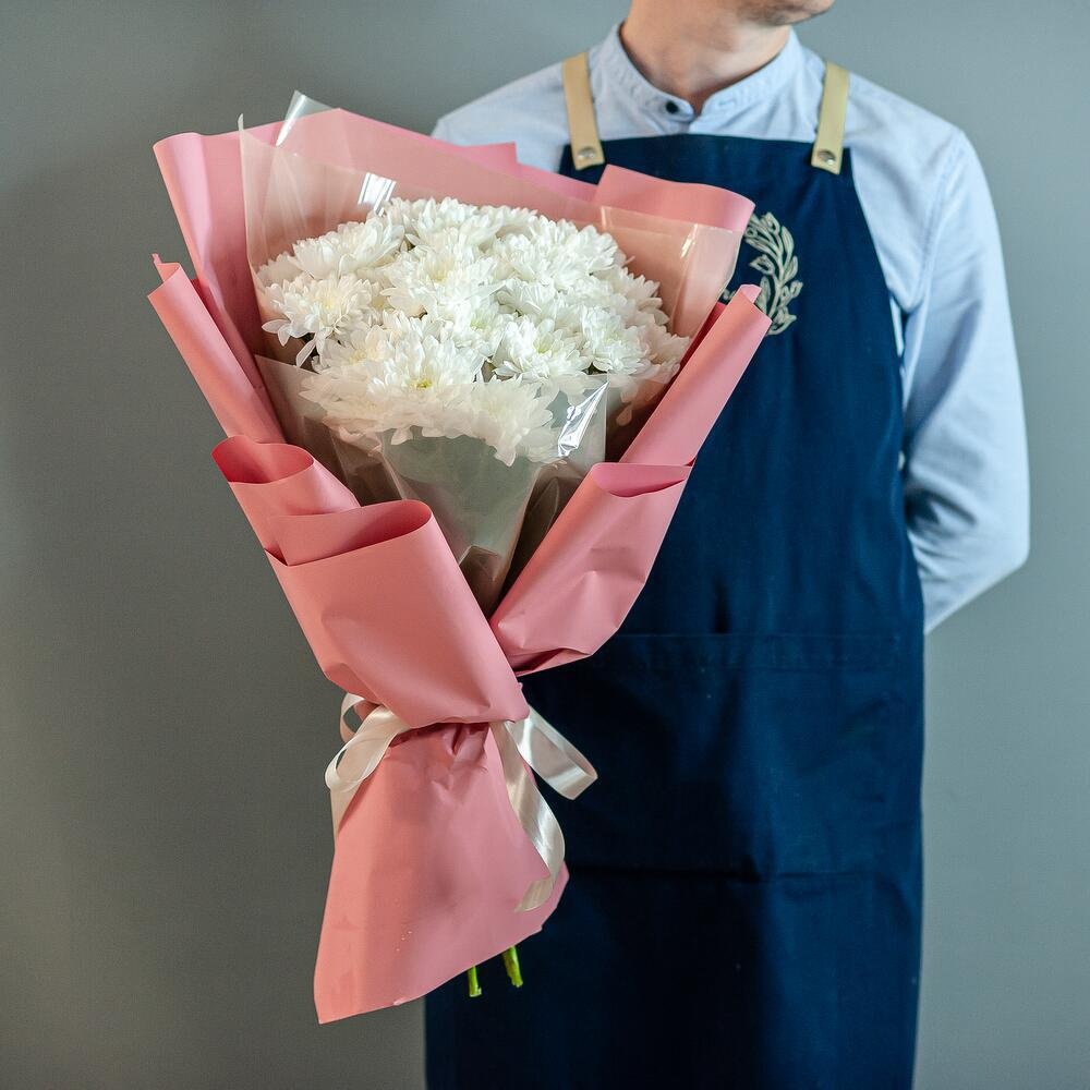 Букет белой хризантемы Балтика размер M