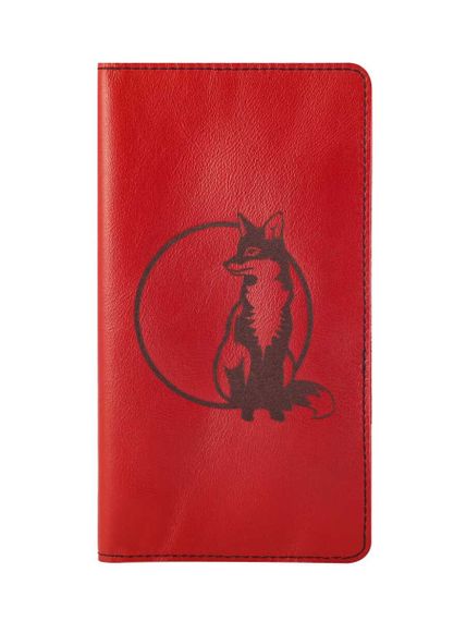 Фото функционального высокого кошелька Лиса из красной кожи, вид фасад.