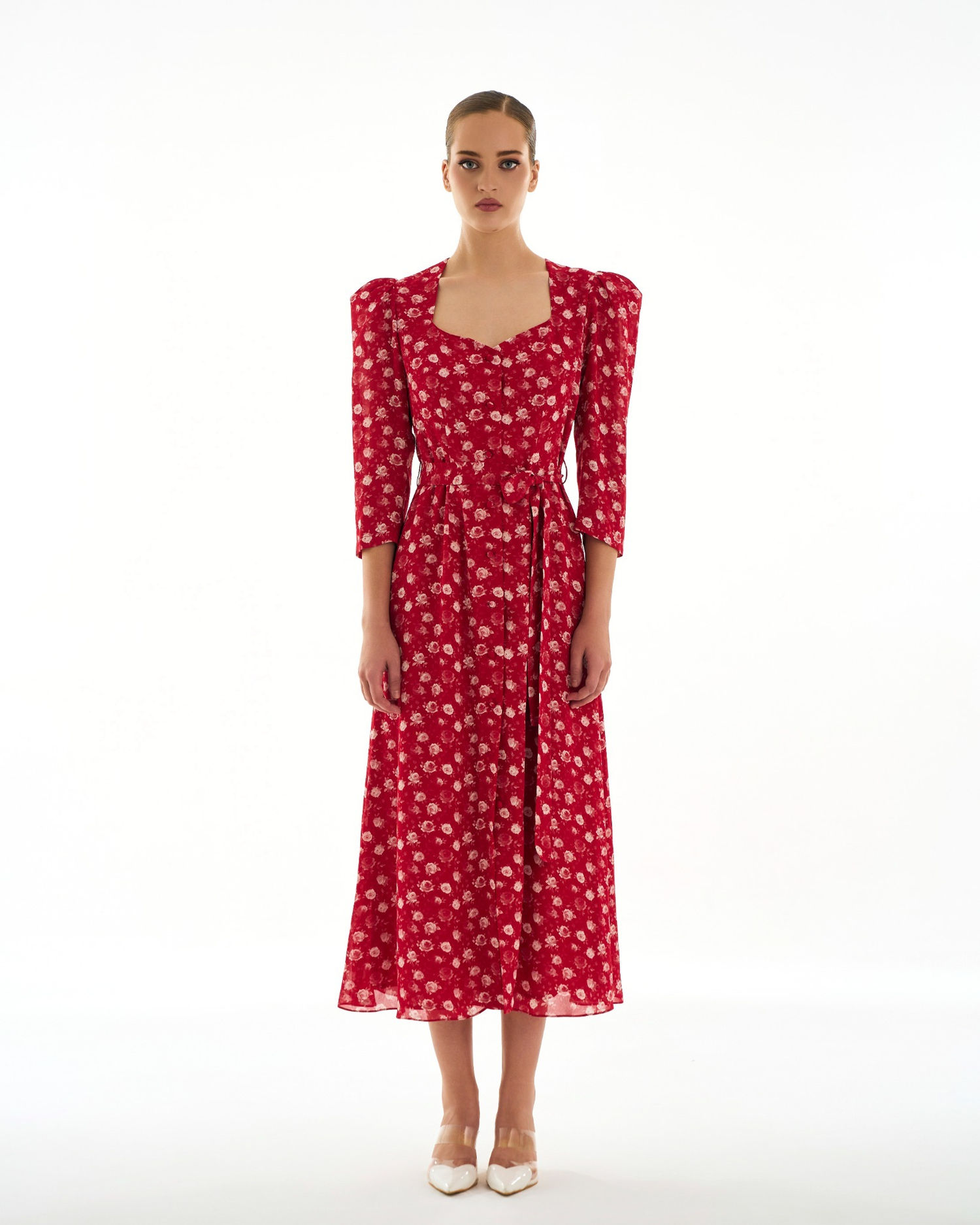 Платье Carmina (Кармина) красное розочки