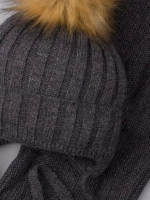 Шапка зимняя детская с помпоном и снуд