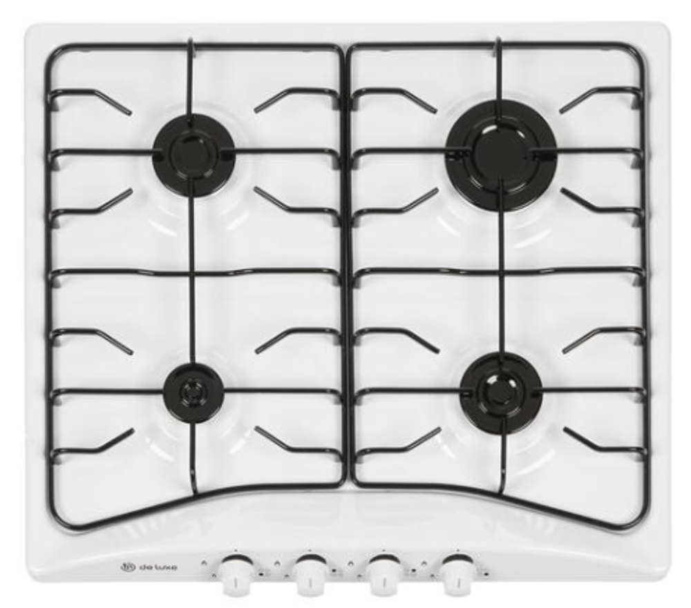 Поверхность варочная  ДеЛюкс 5840.01-051 (белая эмаль, стальные решетки, 58*50) Россия