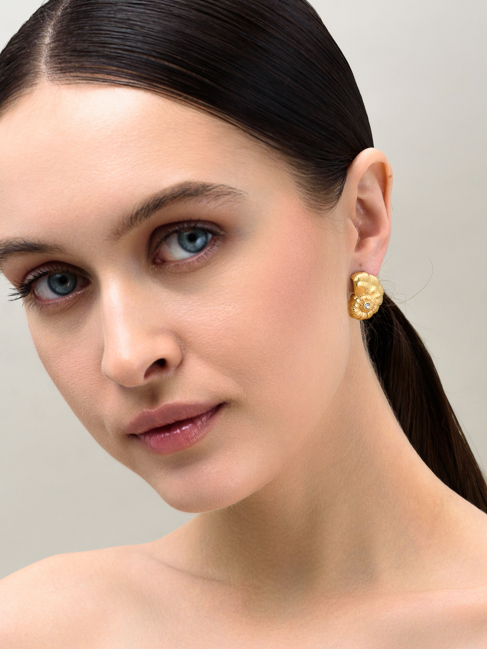 Серьги "Shell element big" Gold